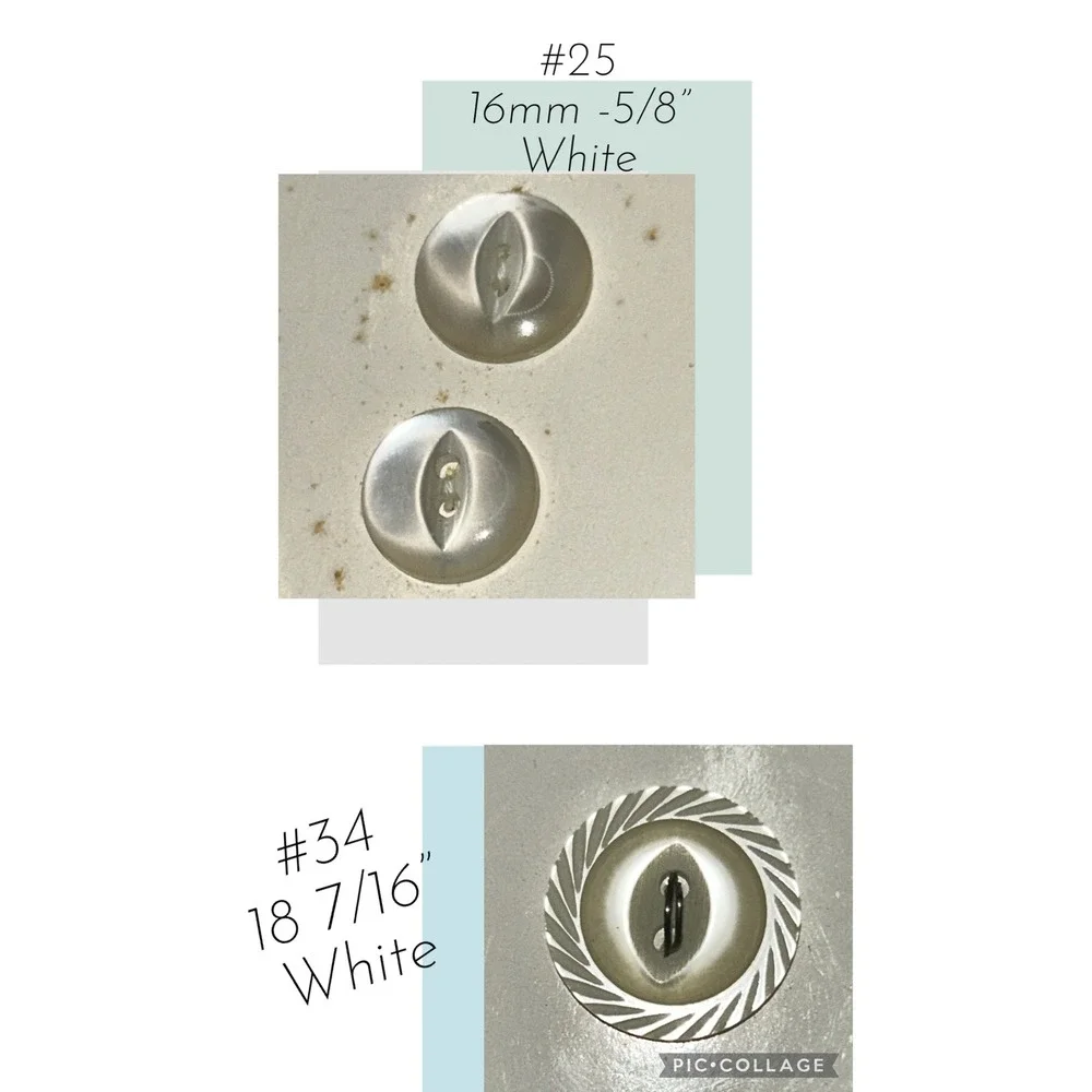 Le Bouton Vintage White Buttons Set of 12 Mixed Sizes 16mm 5/8 18‎ 7/16 Spain